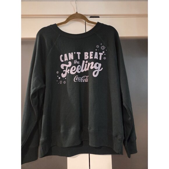 WILDFOX Cant Beat The Feeling Coca Cola Sommers Sweatshirt Size L Green Holiday - Picture 2 of 12